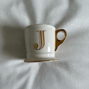 Anthropologie Gold J Monogram Mug